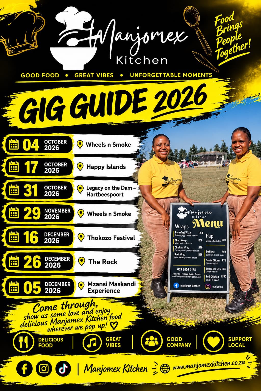 Manjomex Kitchen Official Gig Guide 2026